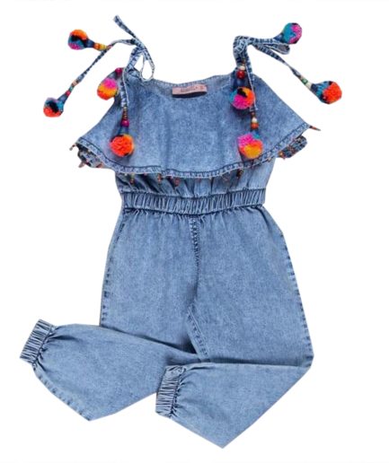 MISS NAVELLA Denim Dangri For Girls