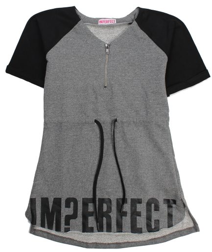 I M PERFECT Gray T.Shirt For Girls